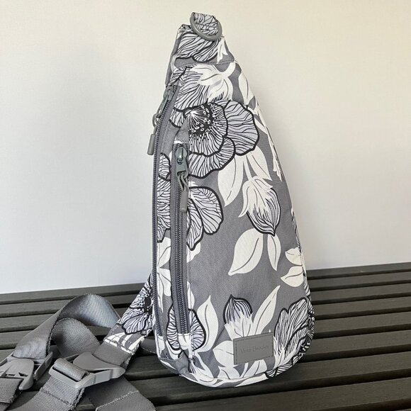 Vera Bradley Moon Shadow Meadow Sling Backpack & wallet Grey and White main image 11